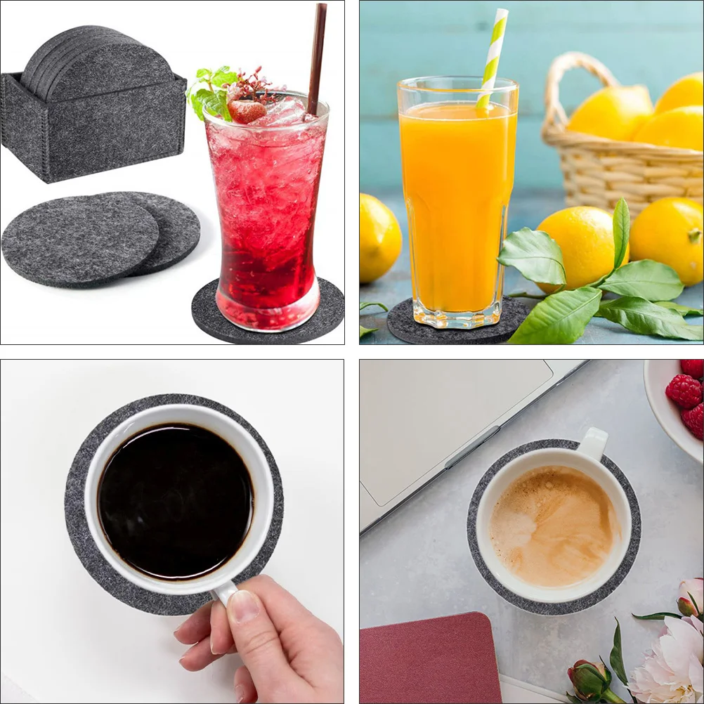 

12 Pcs Coaster Set Dark Grey Placemat for Dining Table Mats Water Absorption Felt
