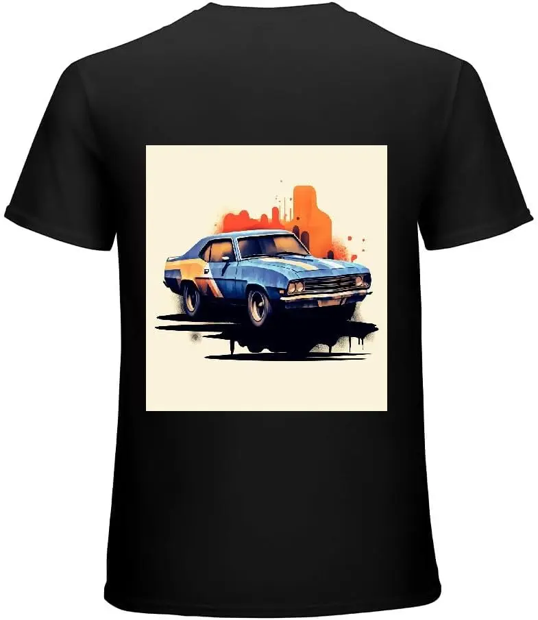 Anime Cars T-Shirt for Men Short Sleeve Cropped T-Shirt Black  Cotton Luxury brand vintage oversized