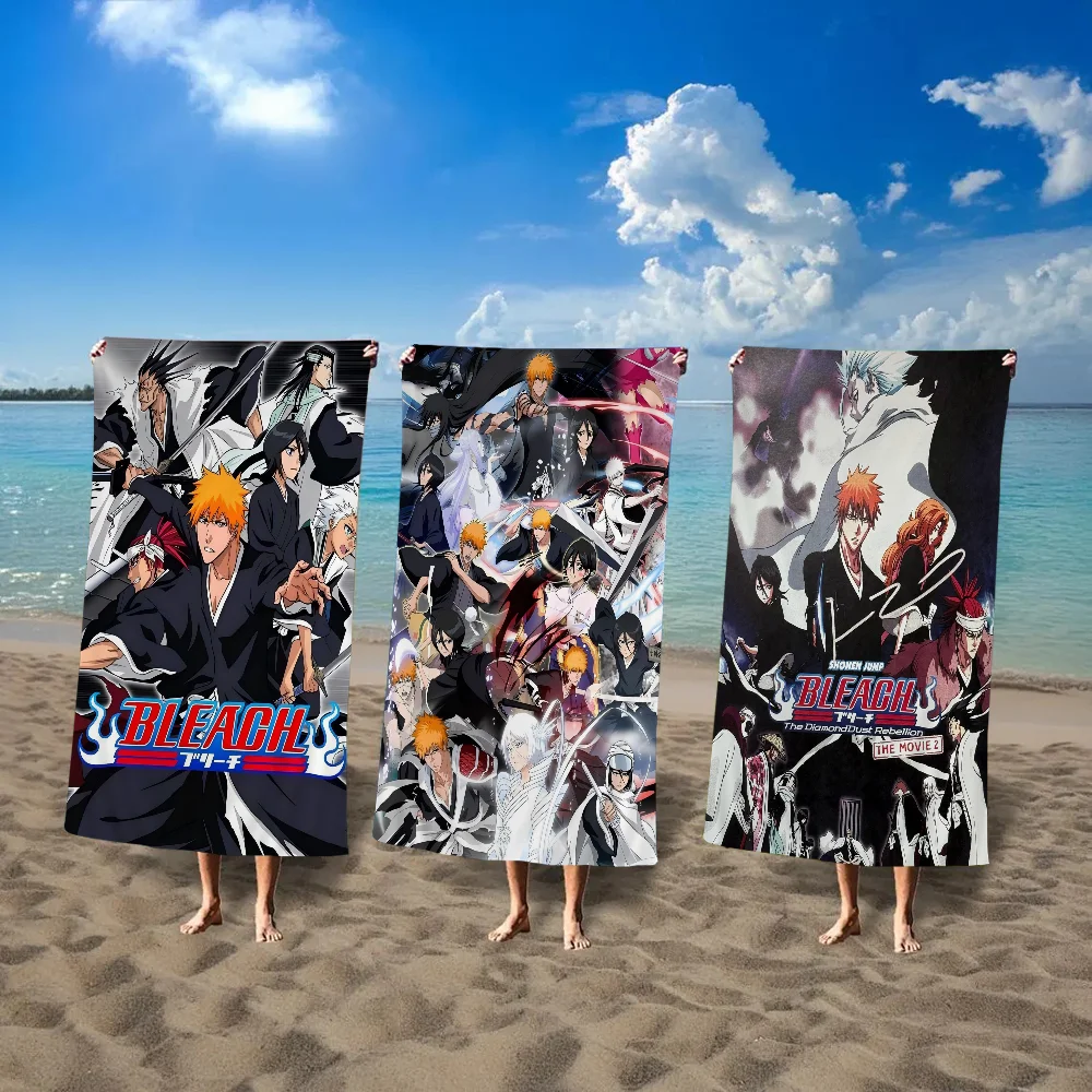 

Пляжное полотенце в стиле аниме BLEACH, красочные банные полотенца для девочек, быстросохнущее, из микрофибры, на заказ, без песка, для пляжа, йоги, спа, тренажерного зала, бассейна