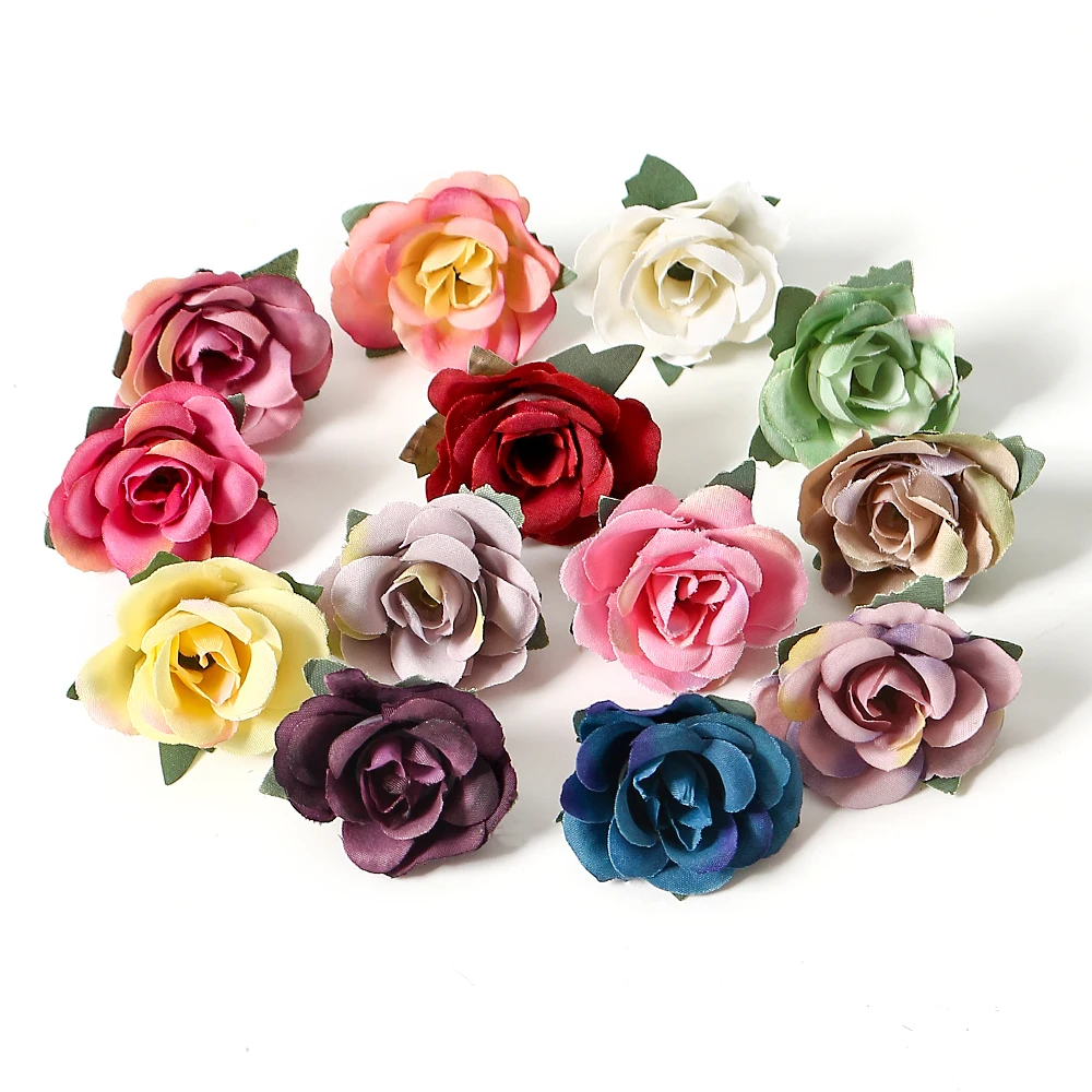 Bulk Mini Silk Roses Artificial Flower Heads Wedding Decoration Home Room Decor Garden Party DIY Christmas Garland Accessories