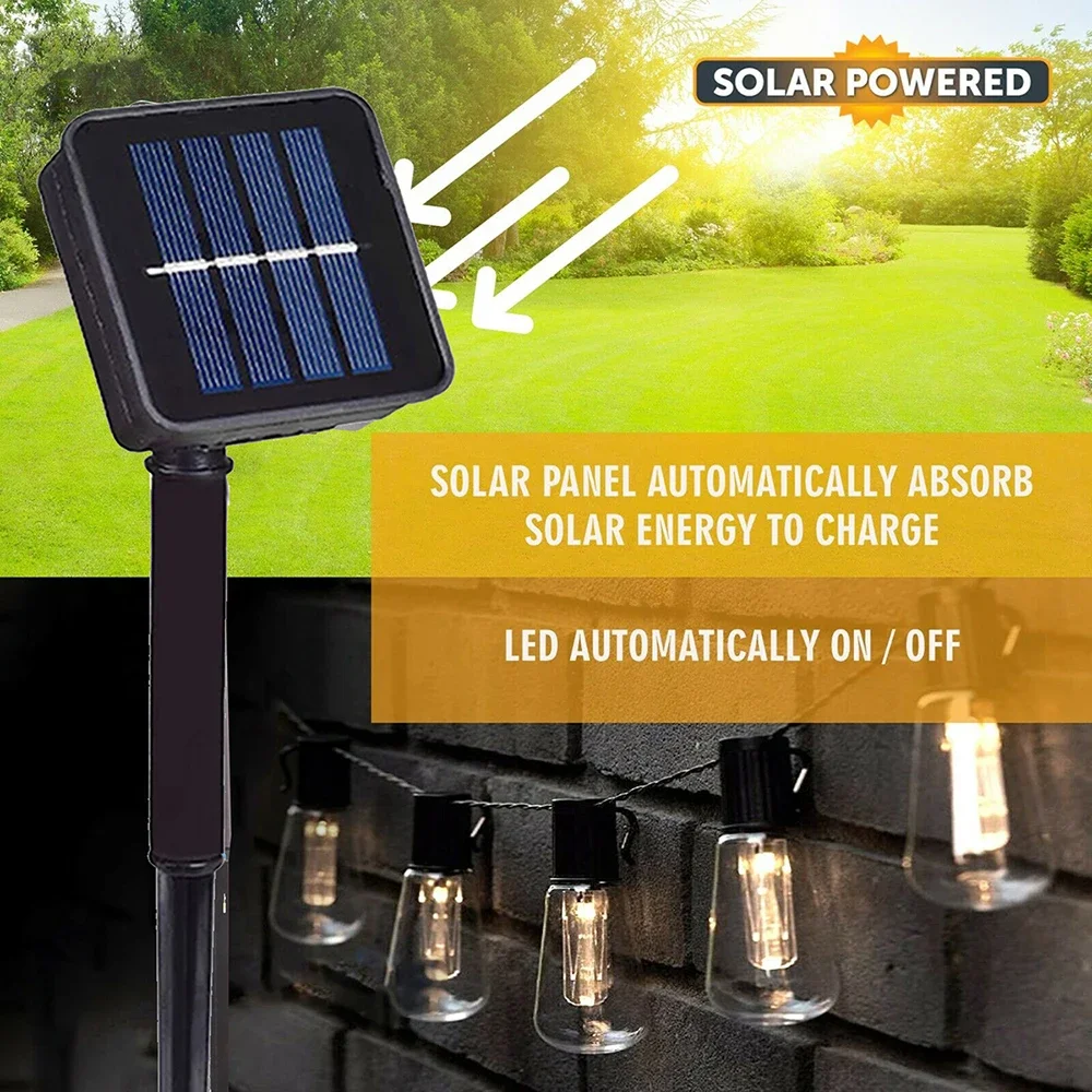 10/20/38 Lampadine LED Luci a stringa solare Fata Lampada da patio impermeabile per la decorazione di feste all'aperto Ghirlanda di vacanze Lampade da giardino