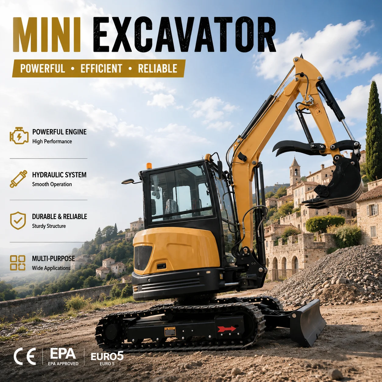 OKW-35U 3.5 Ton Mini Excavator Compact Hydraulic Crawler Excavator for Construction Farm Landscaping CE