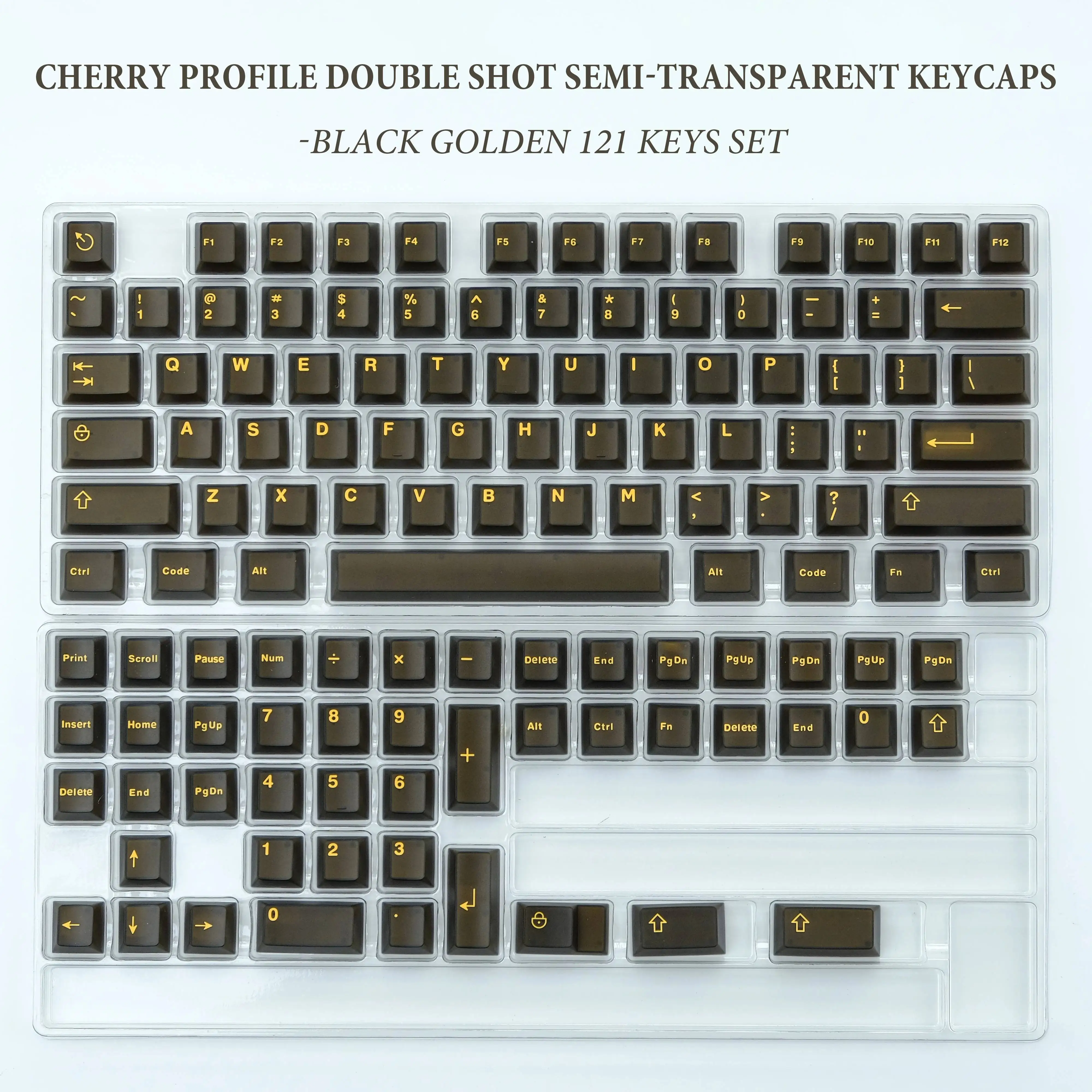 Nero dorato traslucido Keycaps Cherry Profile 121 tasti Double Shot muslimabs Keycaps per Cherry MX switch Keyboard