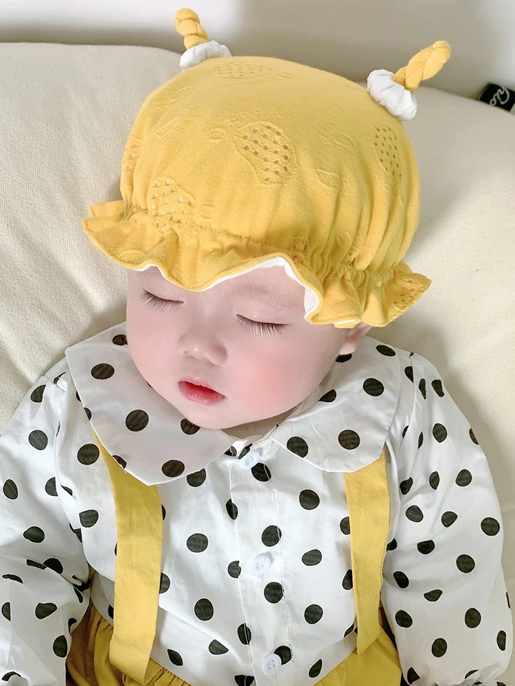 Infant Hat Newborn Girl Twist Angle Adjustable Tire Cap Pure Cotton Sweet Princess Hat Photography Props Baby Accessories