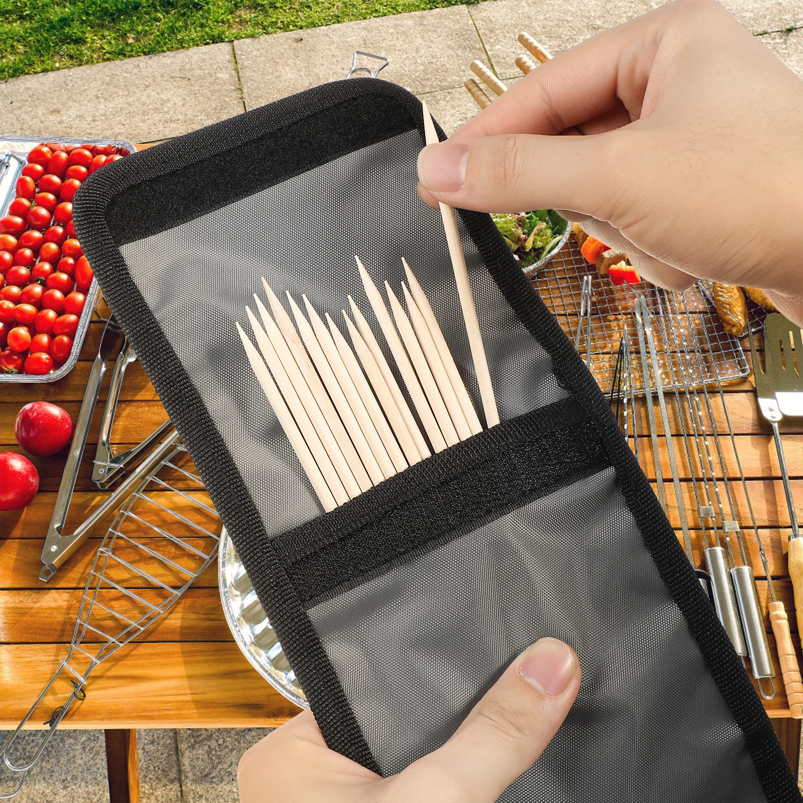 

1Pcs Grill Skewer Storage Bag Compact Portable Cutlery Bag for Bbq Kebab Skewers Outdoor Activities Easy Carry Design