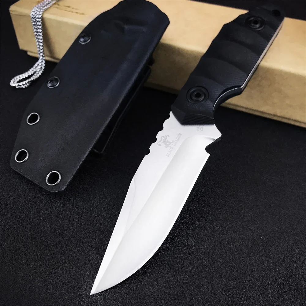 High hardness hunting tactical camping G10 high-strength fiber handle survival self-defense collection fixed knife with scabbard