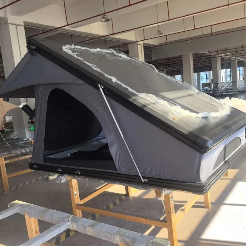 

High aluminum triangular roof tent, automatic folding and raising hard top outdoor car tent