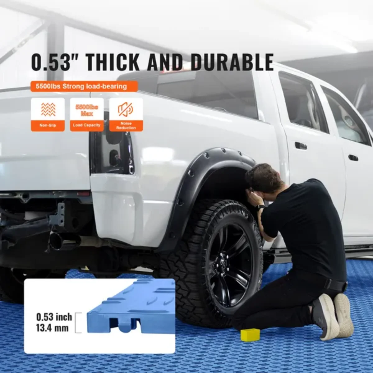 VEVOR ガレージ連動フロアタイル、12x12x0.53インチ、50パック、滑り止め両面、ブルー