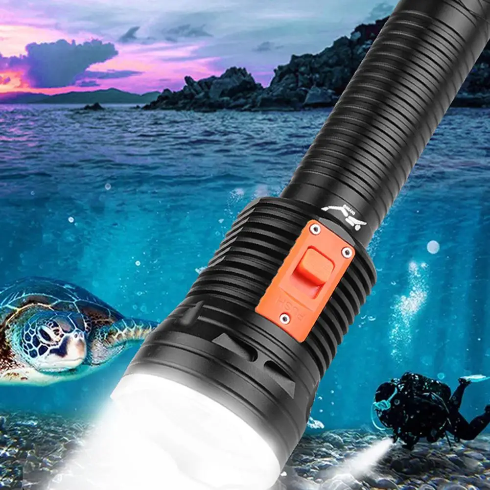 Linterna LED profesional de buceo, Luz fuerte, alto brillo, impermeable, doble propósito, 3 x XHP70, nuevo producto