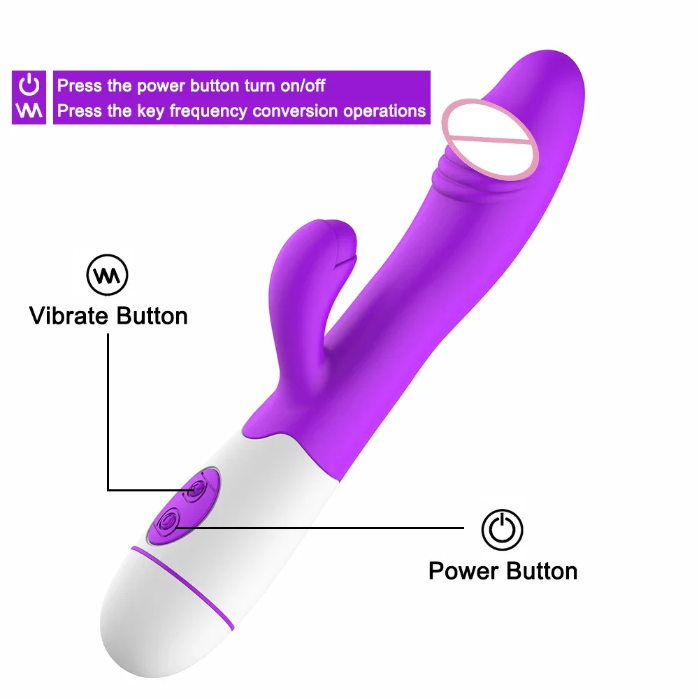 Rabbit Vibrator for Women Vagina G-Spot Nipple Clitoris Stimulator Thrusting Telescopic Rotating Dildo for Adult Sexy Toys