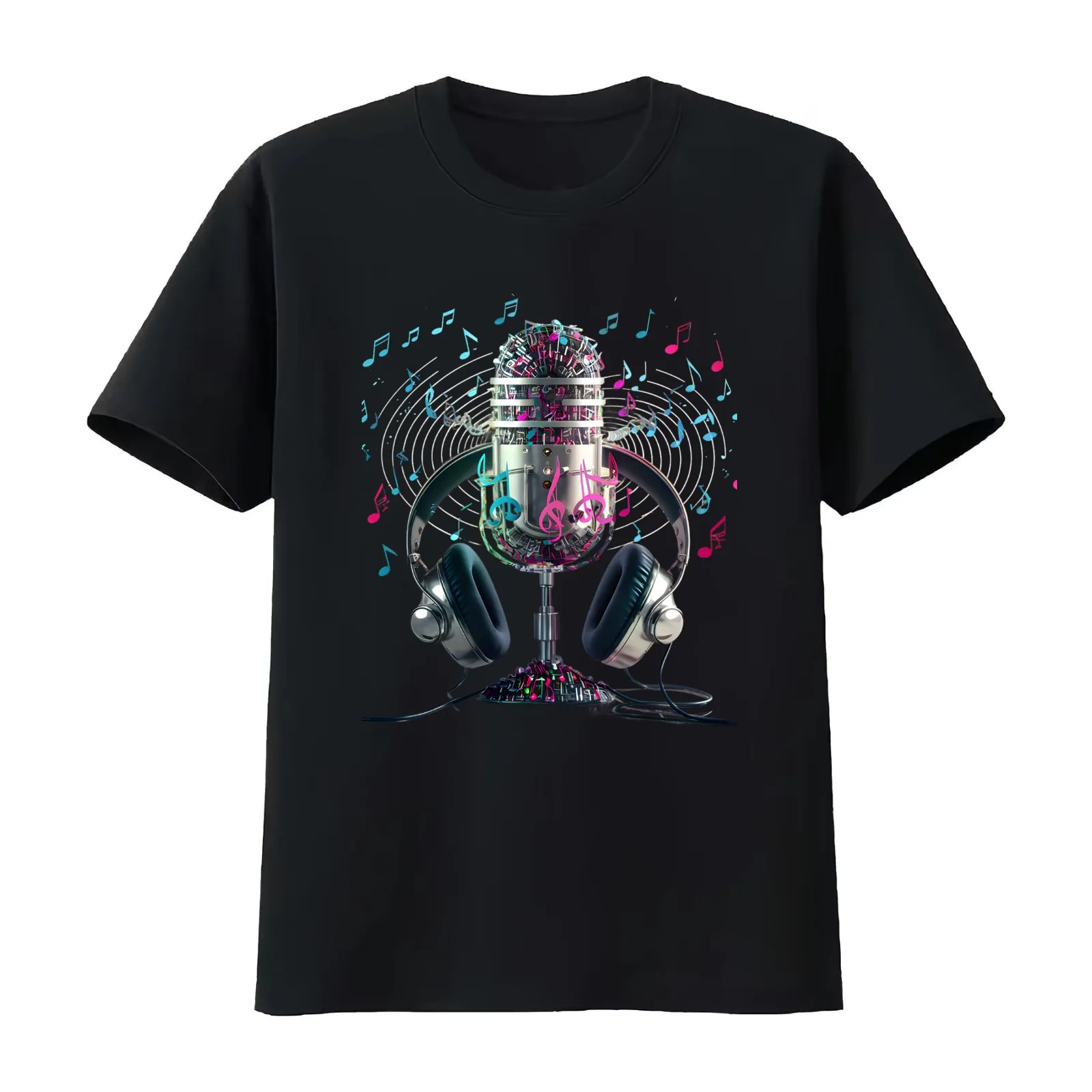 Musical Instruments T-Shirt Summer Casual Cotton Tee Oversized Streetwear Tops Vintage Graphic Print Loose Fit Short Sleeve