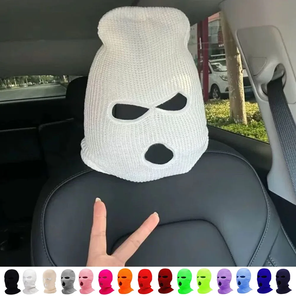 Funny Car Headrest Cover For MINI ONE COOPER Paceman Clubman Countryman 3Hole Full Face Balaclava Mask Ski Motor Mask Full Mask