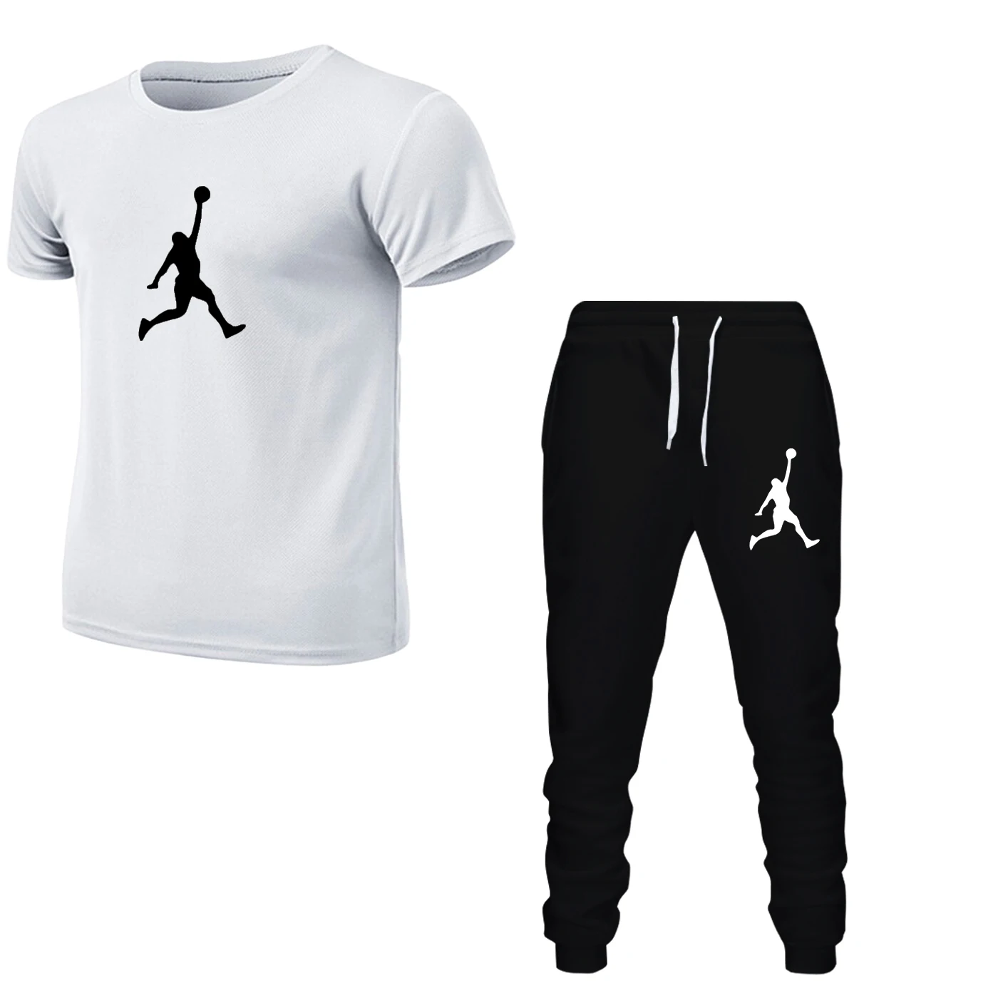 

GELITAYIN Summer New Men's Sportswear Fitness Suit Running Suit Casual T-shirt+pants Set Breathable Jogging Suit Men's Two-piece