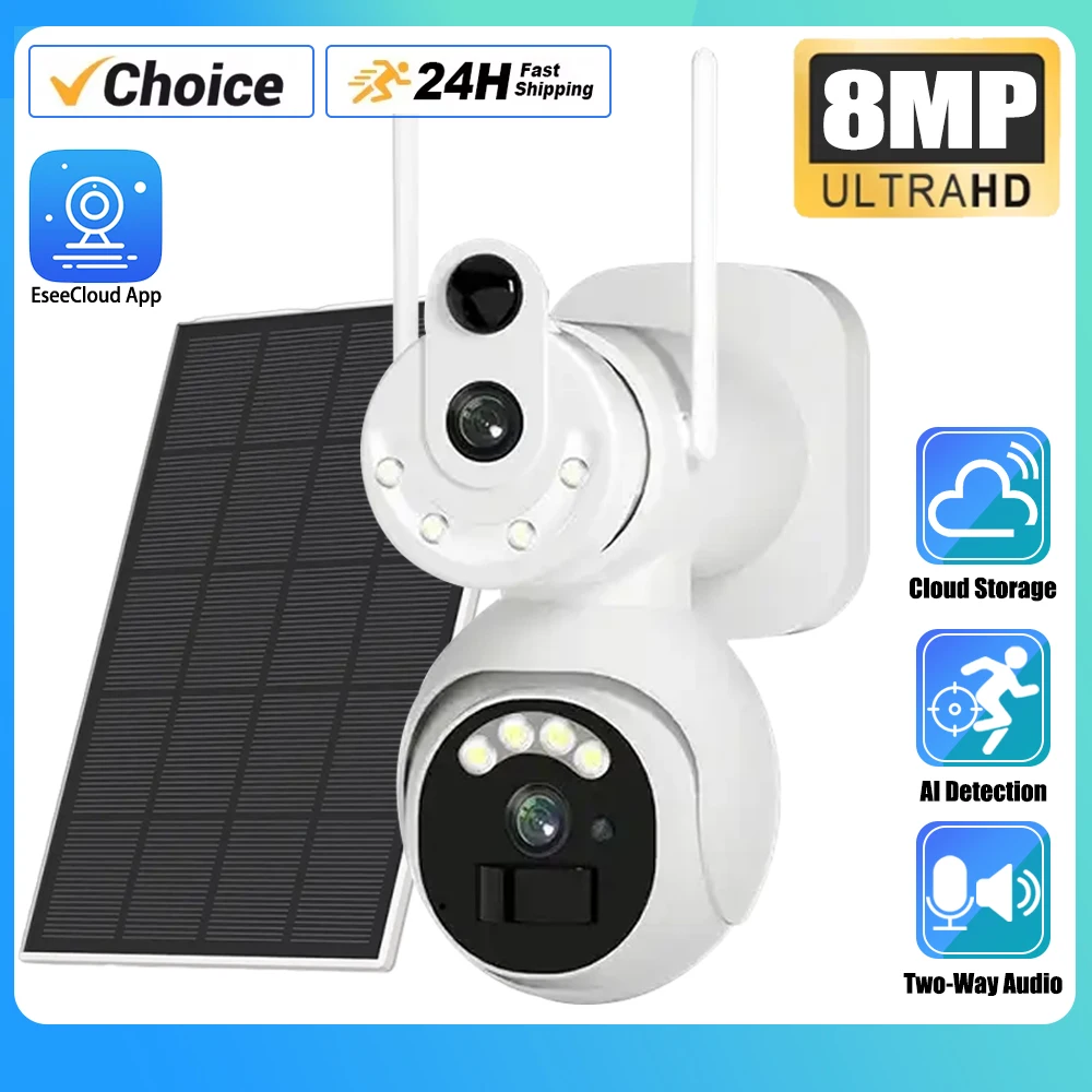 

5MP 2K Solar PTZ IP Camera Rechargeable Battery PIR Humanoid Detection Outdoor PTZ Wireless WIFI Camera Full Color Night Vision
