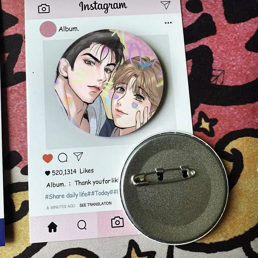 Bl Manhwa Jinx Joo Jaekyung Kim Dan Anime Badges 25 32 44 58 75 mm Round Fans Collect Friends Gifts Brooch Souvenir