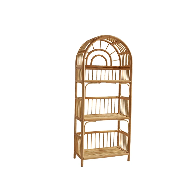 

Rear shelf of sofa, floor-to-ceiling living room storage rattan bookshelf, multi-layer balcony, household rattan flower shelf