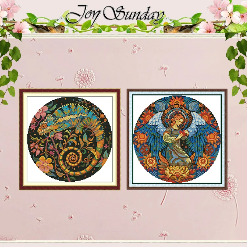 

Round Figure Animals Patterns Counted Cross Stitch Set DIY 11CT 14CT 16CT Stamped DMC Cross-stitch Kit Embroidery Needlework