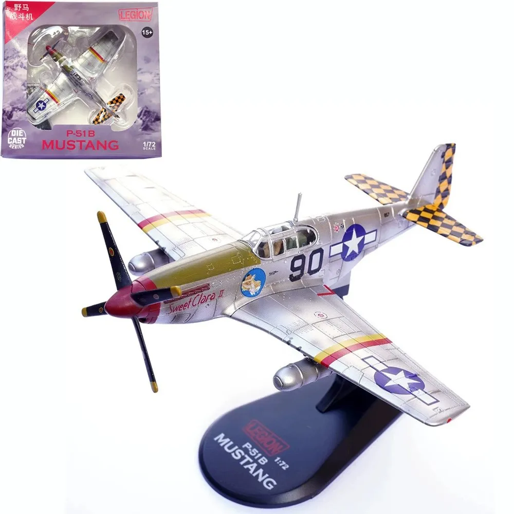 1:72 US P-51B Mustang51 Fighter Alloy Aircraft Model Simulation Glue-free Finished Product Airplane Collection Display Gifts