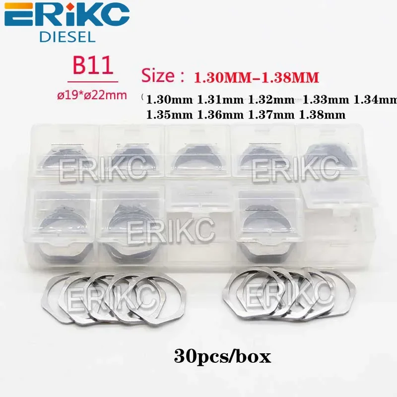 ERIKC B11 1.30MM 1.31mm 1.32mm 1.33mm 1.34mm 1.35mm 1.36mm 1.37mm Injector Calibration Shims Kit 30 PCS /Box For Bosch Injection