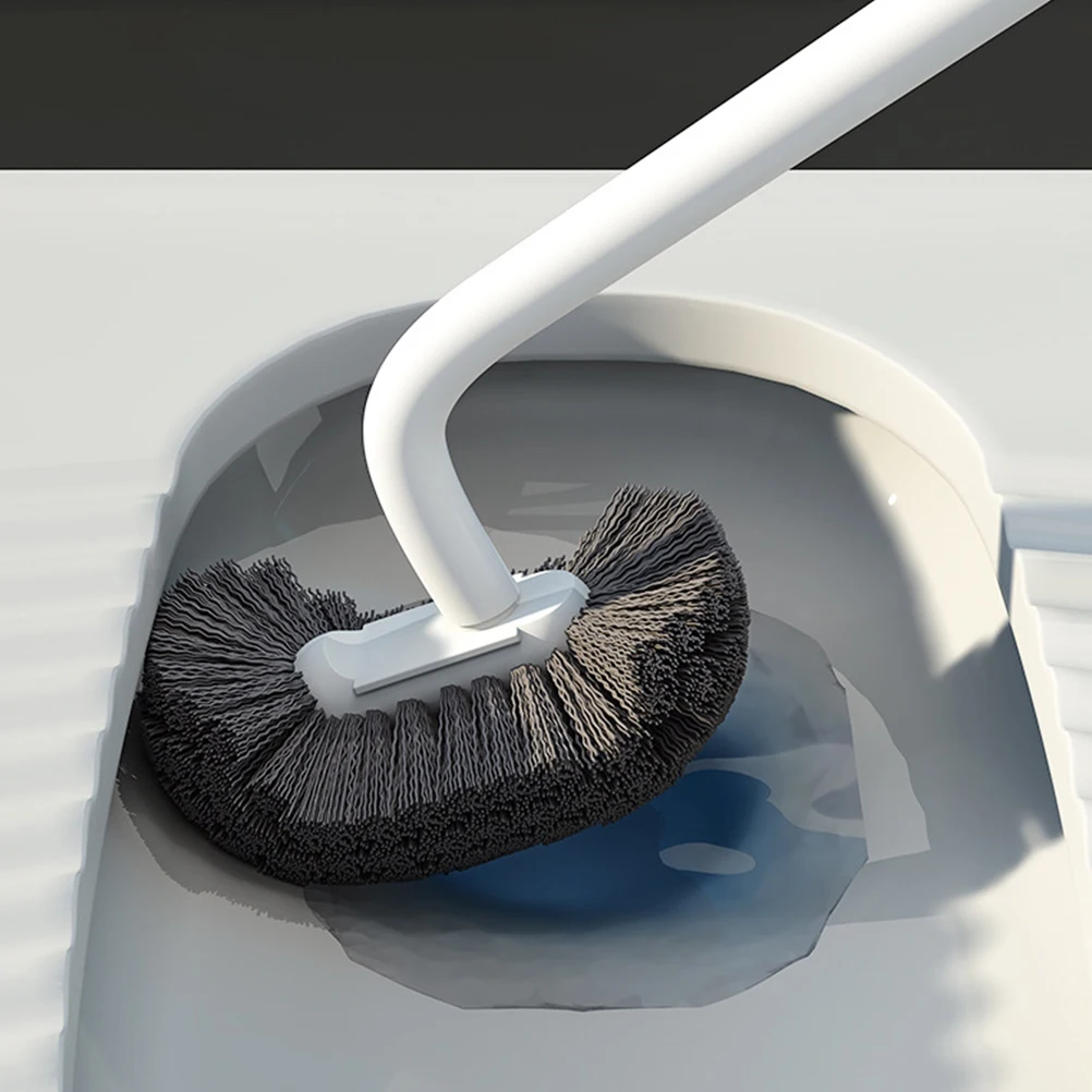 

2pcs Toilet Brush Curved Long H Soft Bristle Wall Mounted Bathroom Cleaner Gray Durability Various Occasions Home Use