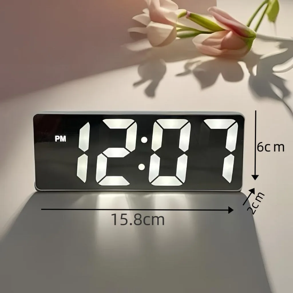 Voice Control Digital Alarm Clock Temperature Date 2 Alarm Snooze Night Mode Table Clock 12/24H USB Plug-in Always On LED Clock