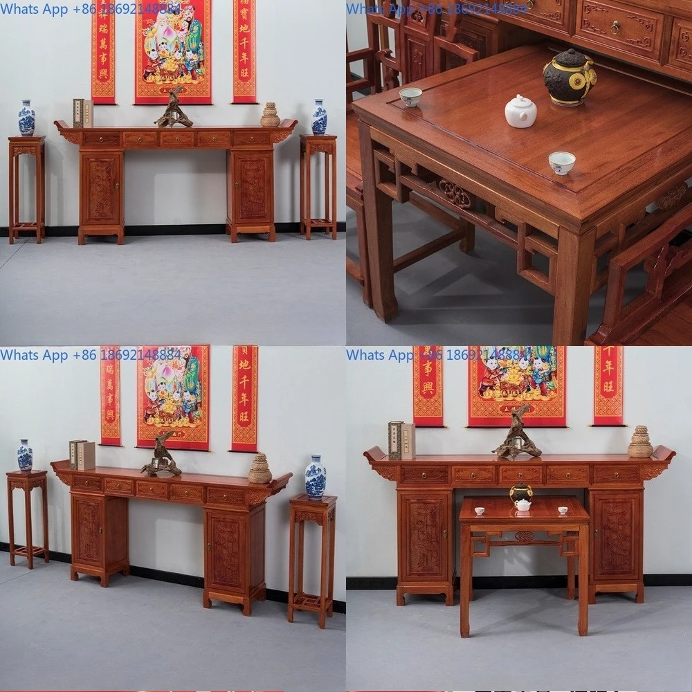 Wooden Altar Table for Living Room Home Temple Furniture Solid Wood Console Table for Worship and Decorative Use