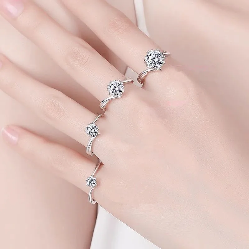 

Women's Wedding Ring Twist 18K White Gold Engagement Ring 0.3/0.5/1/2CT Moissanite Girlfriend Birthday Gift Fine Jewelry