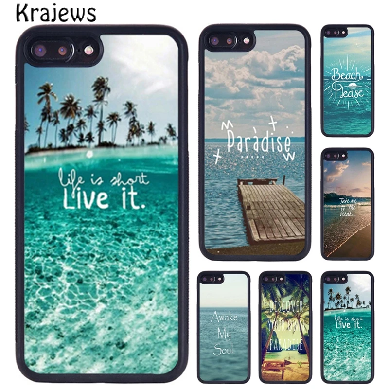 Krajews Beach Tropical Summer Quote Paradise Phone Case For iPhone 16 15 14 XR XS 11 12 mini 13 Pro MAX Plus coque