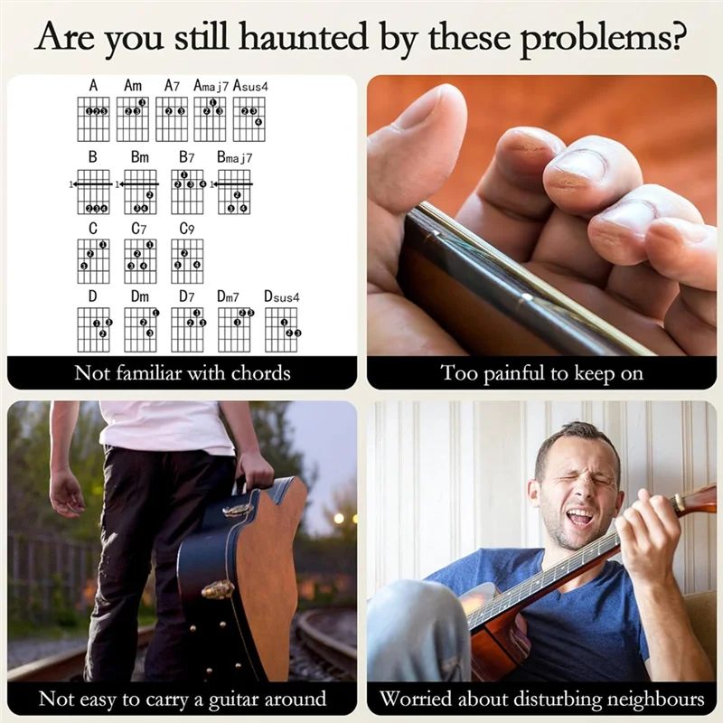 AS98-Smart Pocket Guitar, Mini Chord Trainer With Rotatable Screen,For Guitar Beginners, Trainers And Travel