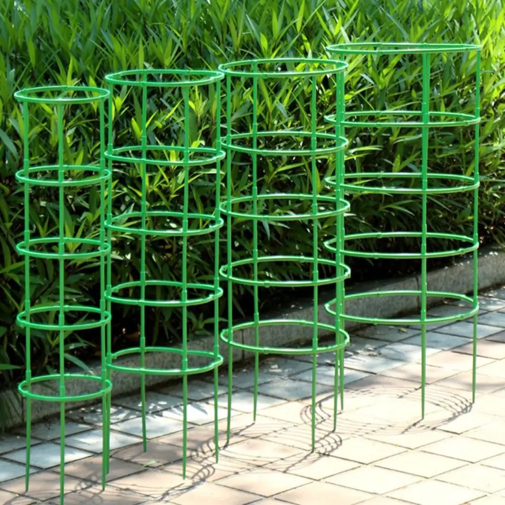 10Layers Plant Support Pile Stackable Reusable Climbing Vines Stake Prevent Lodging Green Flower Ring Support Rack