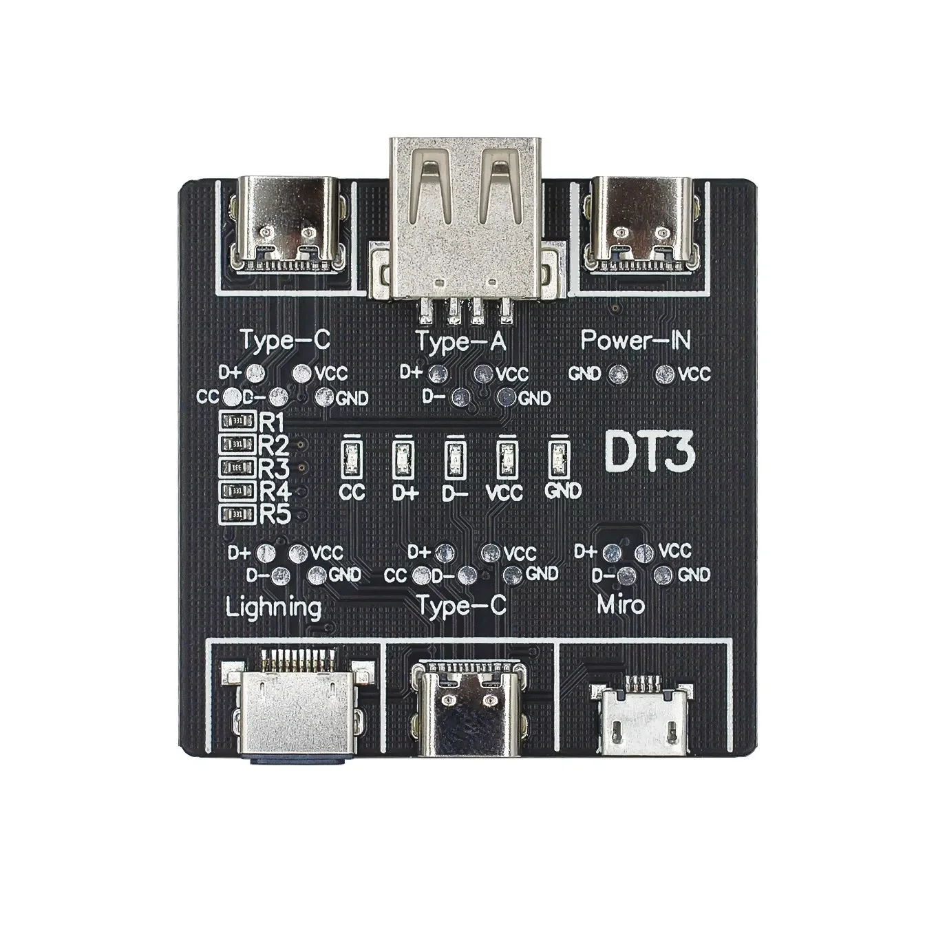 DT3 USB Cable Tester scheda di rilevamento del cavo dati per IOS Android Micro Type-C cortocircuito on-Off Switching Test Board Tool