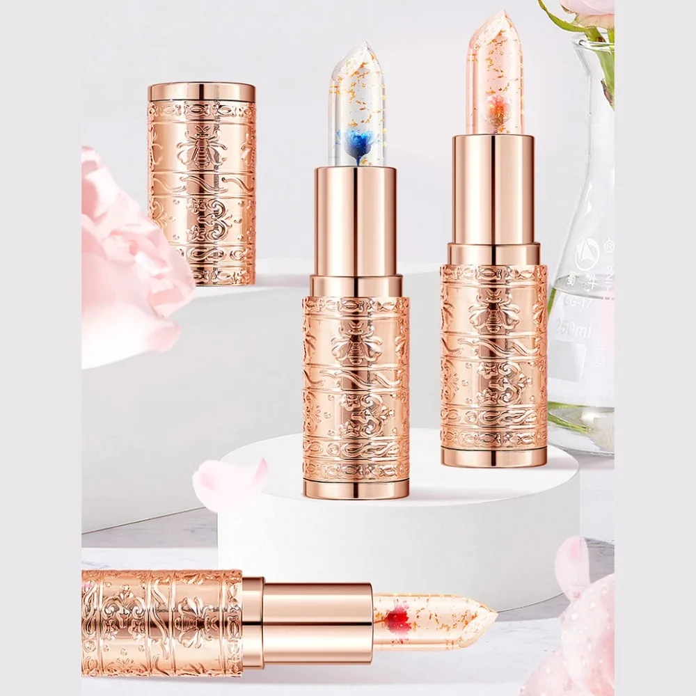 Lápiz labial transparente con forma de flor de gelatina, bálsamo labial hidratante resistente al agua que cambia de Color, maquillaje de flores de larga duración, brillo de labios Sexy