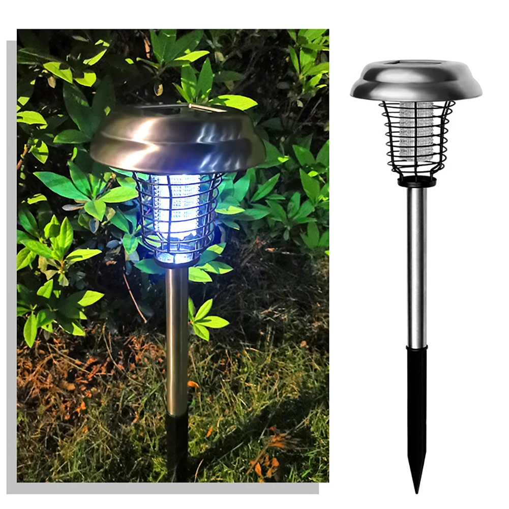 Solar Bug Zapper, zewnętrzna łapka na komary z 2 trybami oświetlenia, 3-pozycyjny przełącznik dwupozycyjny, ładowalna lampa na komary