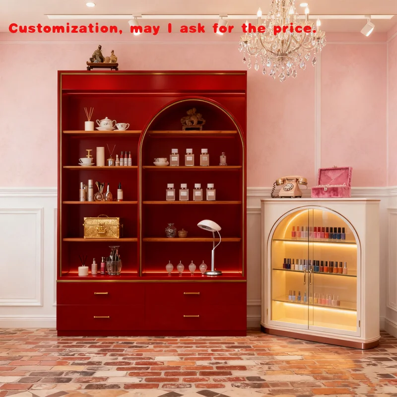 

custom.Multi-Layer Glass Door Display Stand Cosmetic Product Storage Rack Beauty Salons and Nail Shops