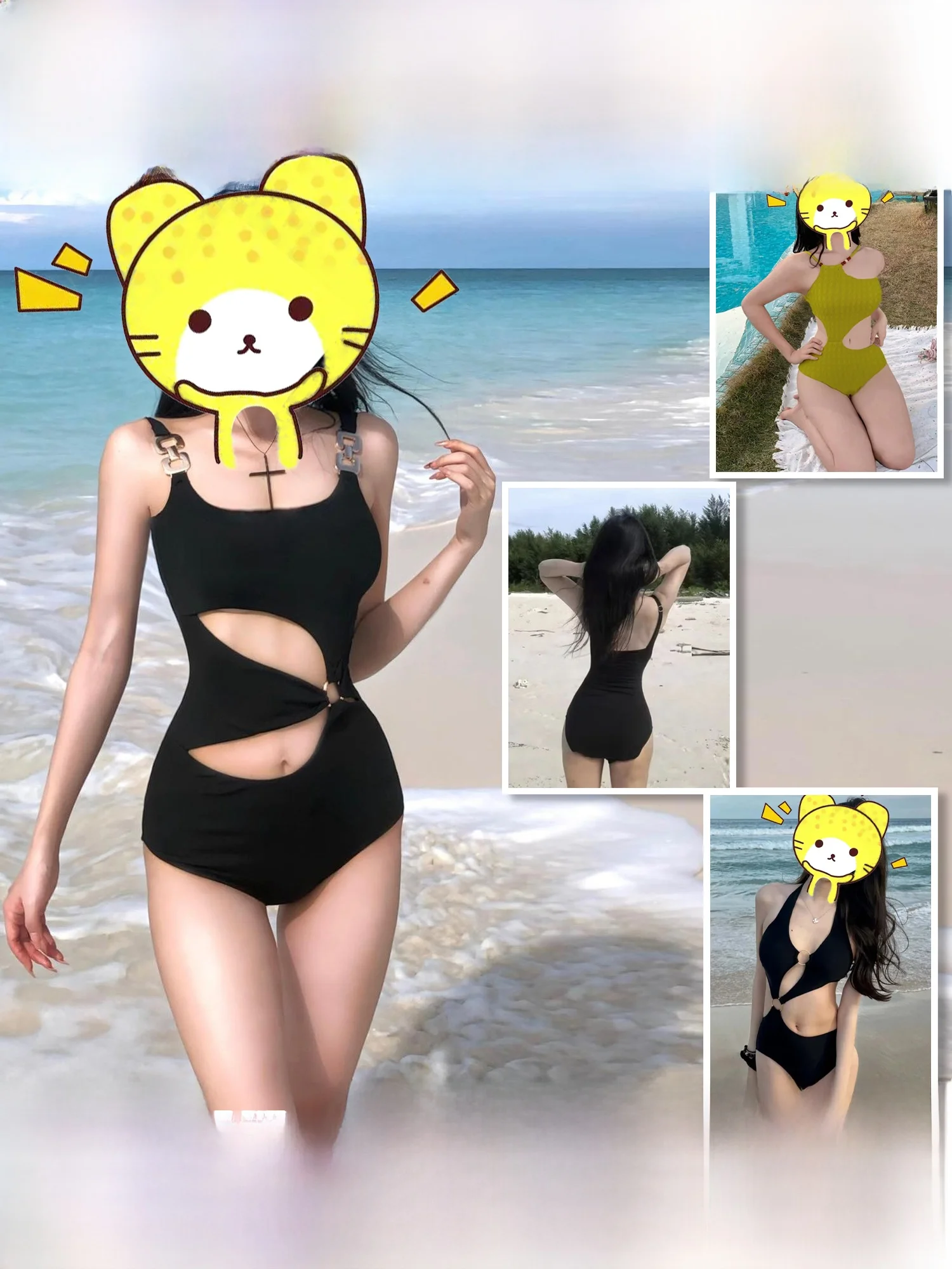 

Ansaa Sexy Pure Desire Hollow Qui Dry Bathing Suit Women's Small Chest Gathered Hot Spring Swimsuit Bal