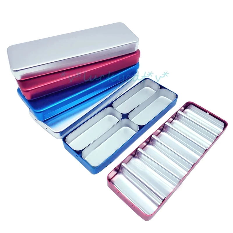 

new 4/6 slots Aluminum Dental diamond burs endo files holder box high speed bur holder box dentist material tray tool