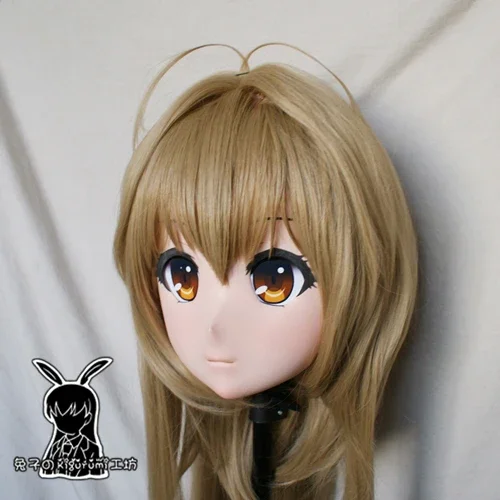 (Rabbit 99) Resin Cross dress Pretty Girl Head BID Doll Mask Japanese Anime Kigurumi Mask Cosplay with Wig