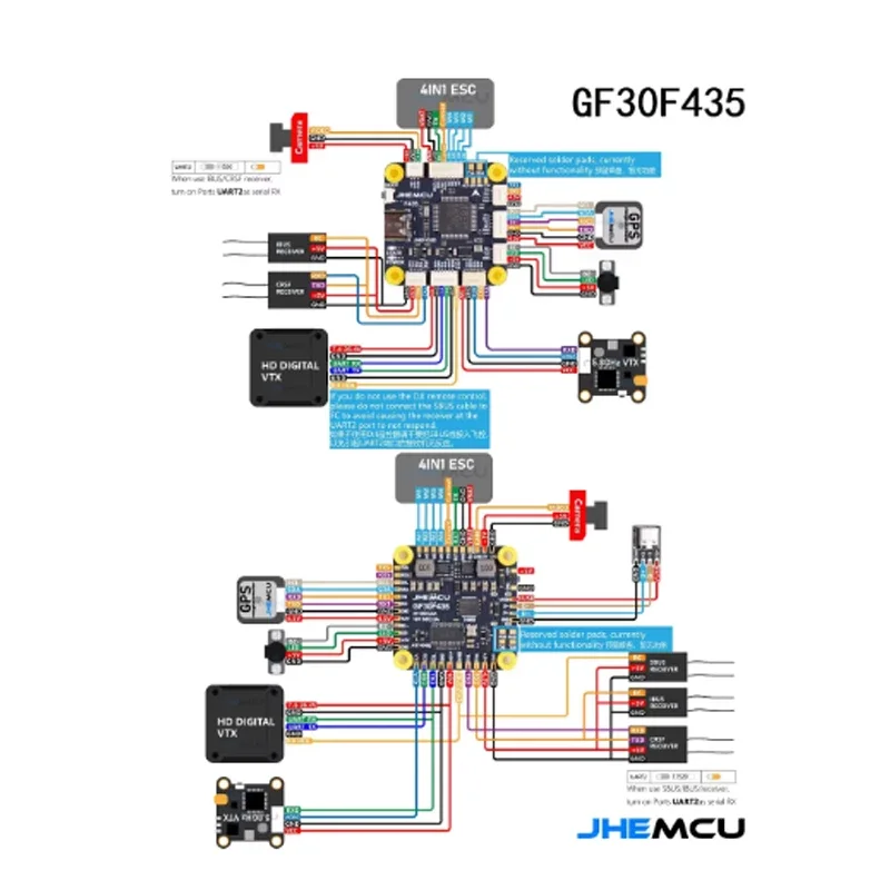 JHEMCU GF30F435 Flight Controller ICM42688P Support OSD GPS Black Box 16M Barometer SPL06 3-6S LIPO 30.5Mx4M for RC FPV Drone