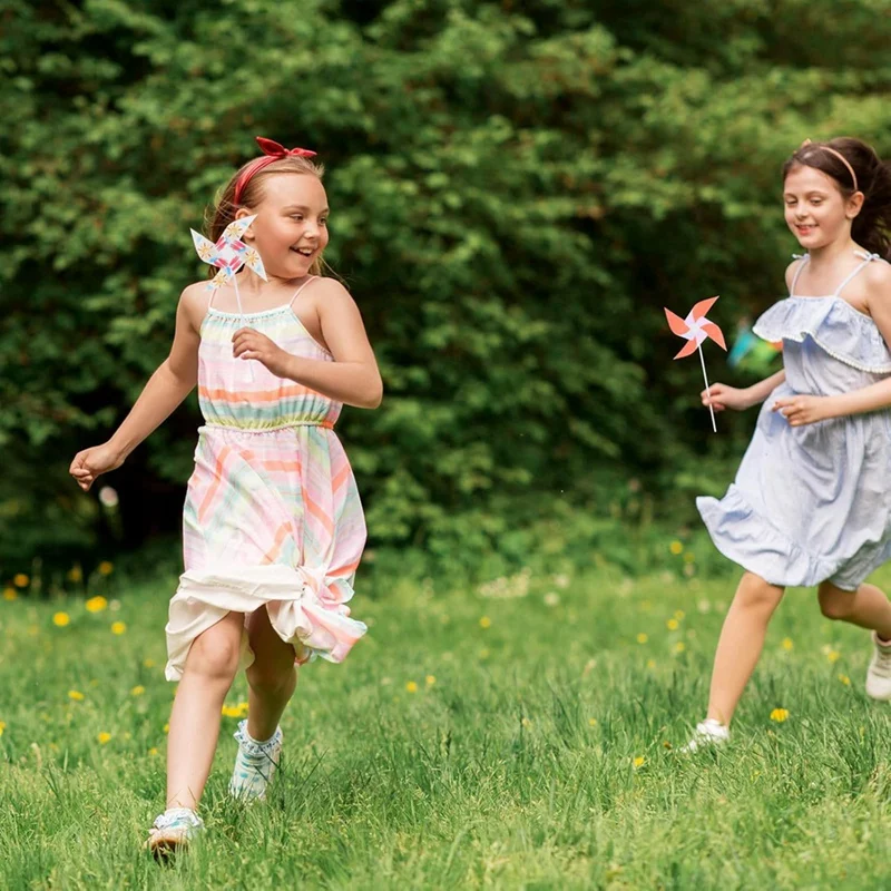 50Pcs DIY Kids Paper Pinwheels, White Blank Paper Pinwheels Blank Plastic Windmills Small Pinwheels For Kids Summer