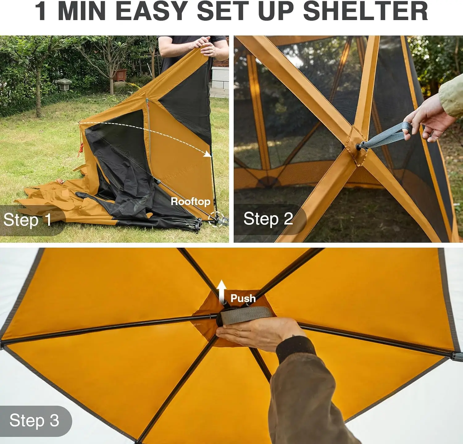 Pop Up Gazebo Tent for Backyard 11.5 X 9.8 Ft Instant Screened Tent Screen House Canopy with Netting Orange