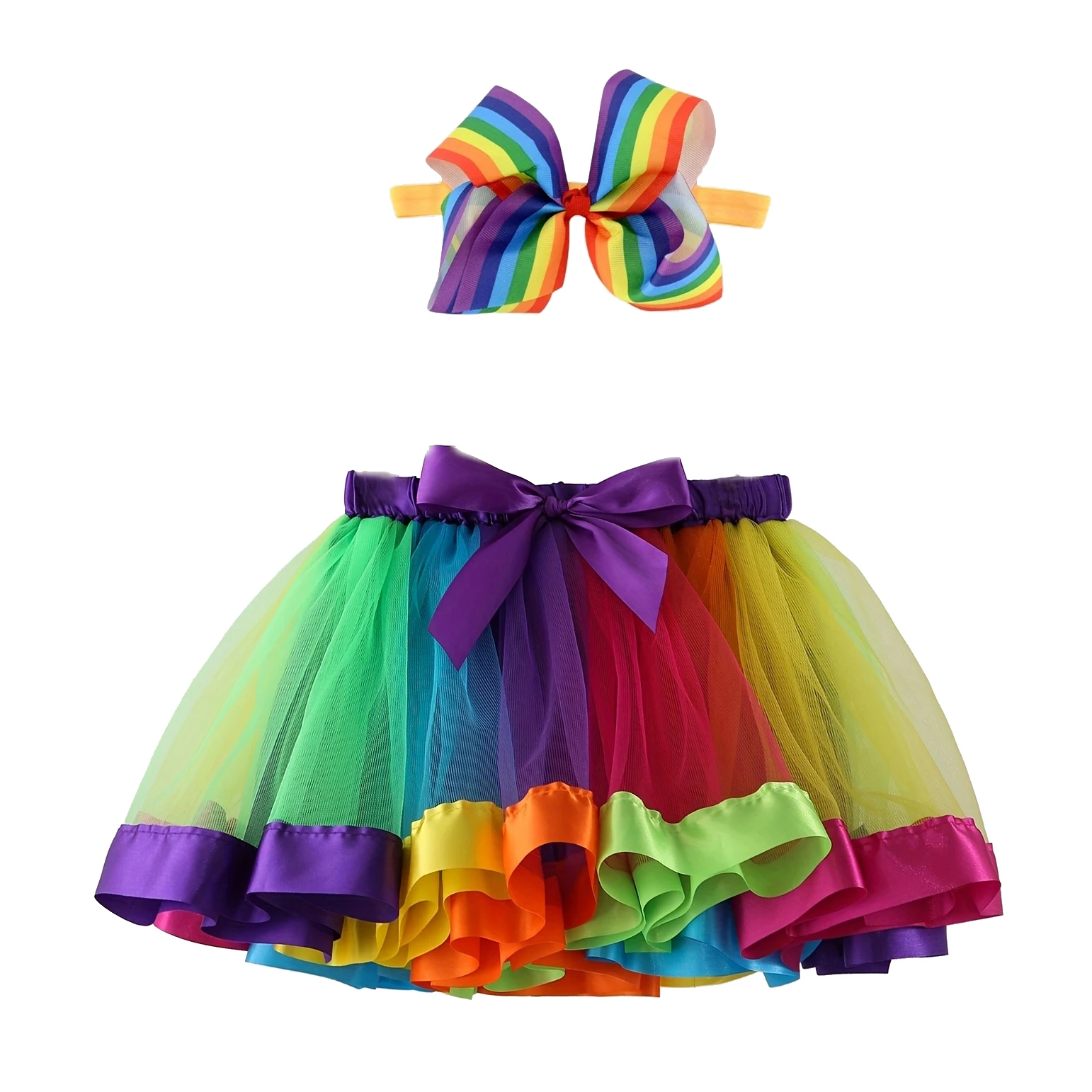 Mini skirt Party With Hairpin 2024 Tutu Skirt Baby Girl Skirts Princess Rainbow Tulle Skirts Girls Clothes Children Clothing