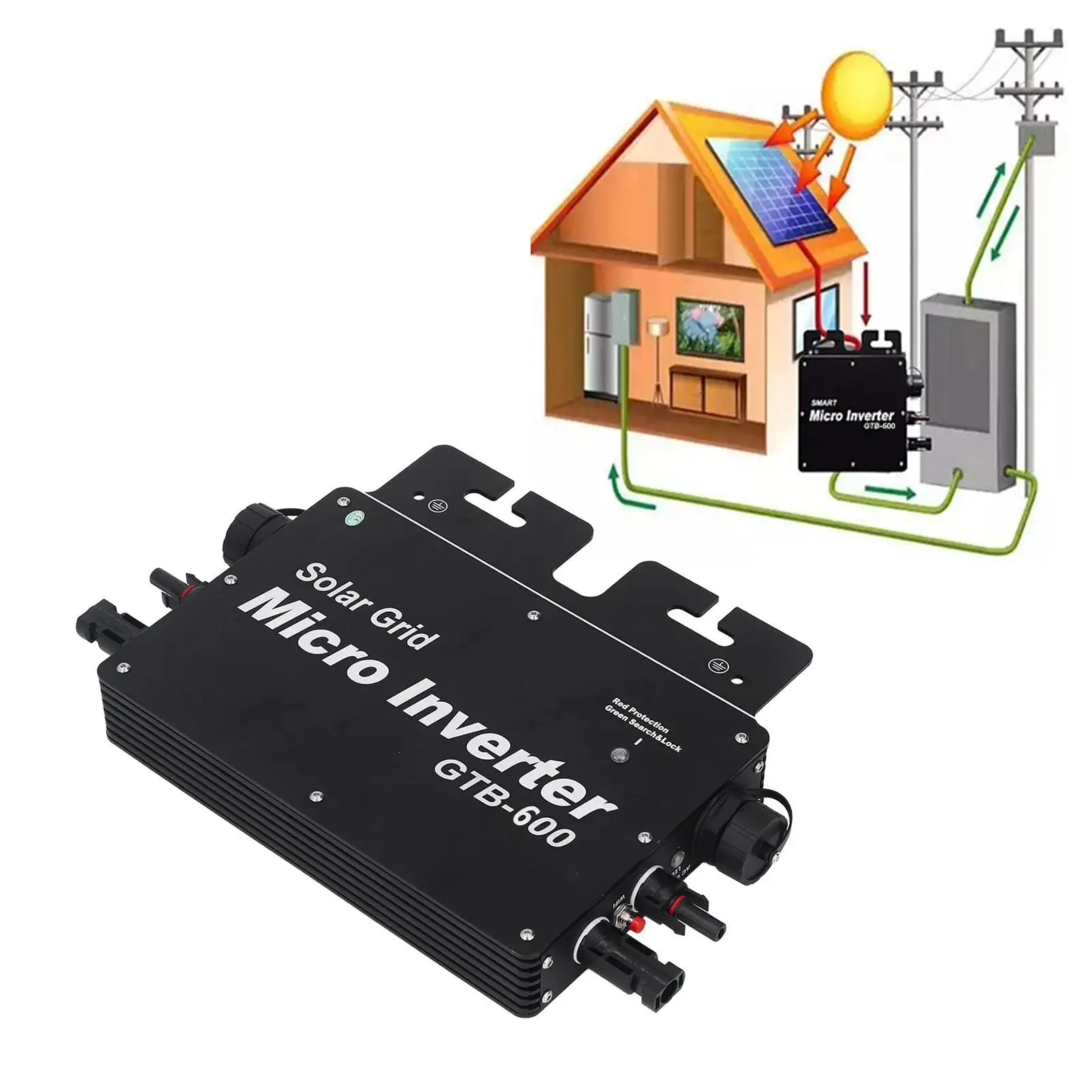 600W Solar Micro Inverter with WiFi Control - Automatic AC120/230V Grid Tie System