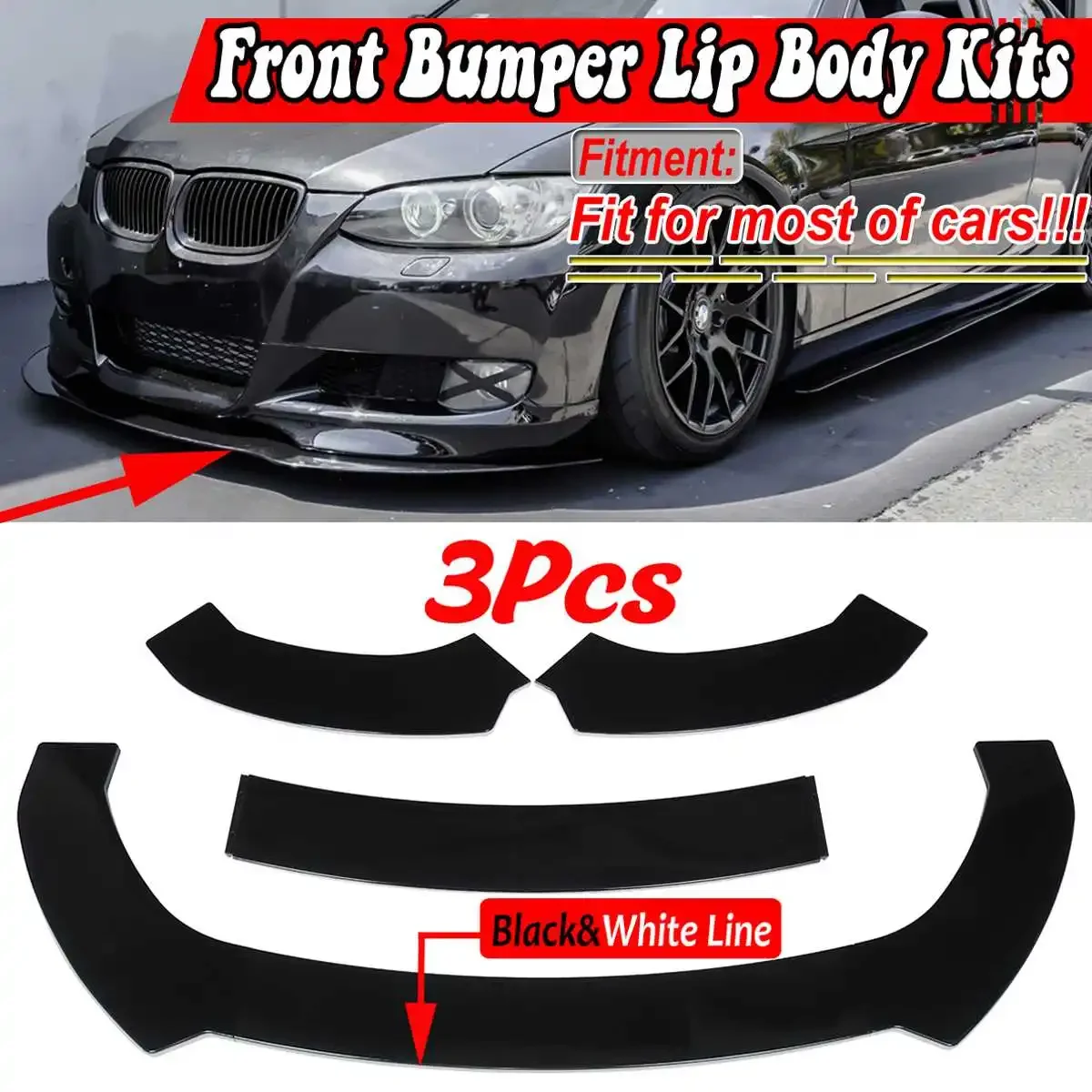 

Universal Car Front Bumper Lip Deflector Diffuser For BMW E90 E91 E92 E93 E80 E81 E82 E87 G28 G30 G38 F30 F80 F32 F82 Body Kit