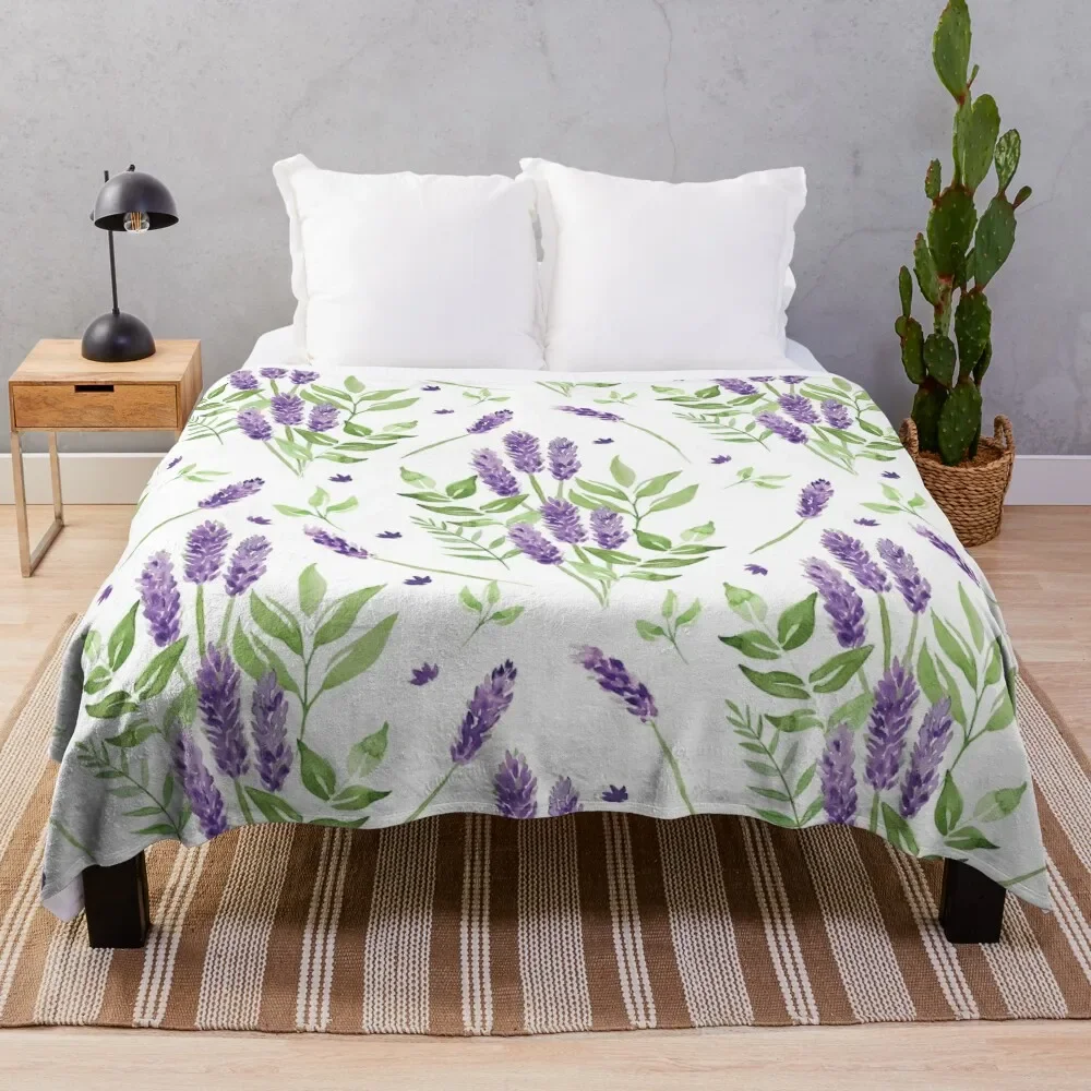 

Lavender watercolor pattern Throw Blanket Thin Custom Bed linens Blankets