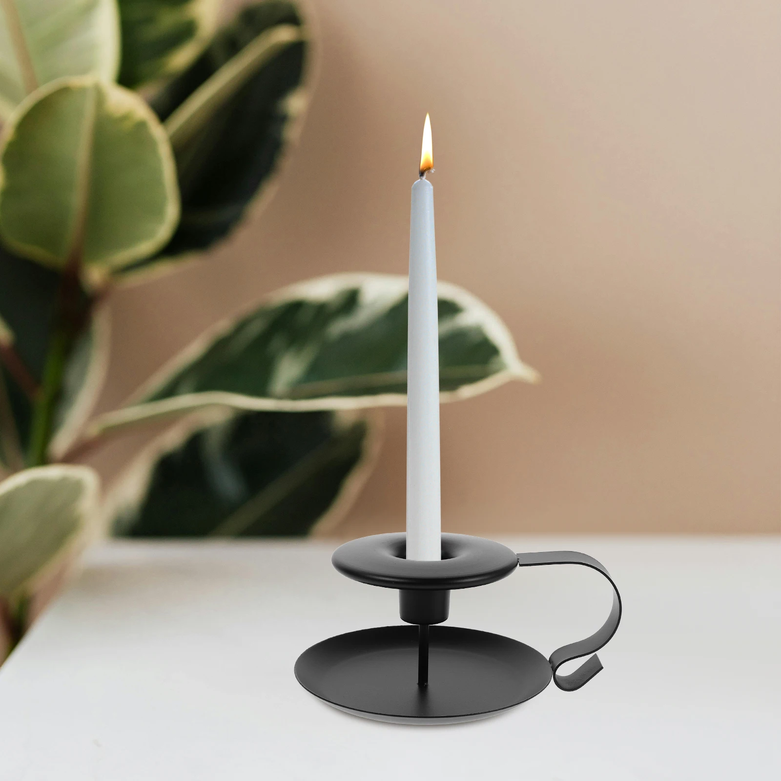 

2 Pcs Vintage Iron C Holders Retro Teacup Design Black Tapered H Metal St Tabletop Decor Aromatherapy C