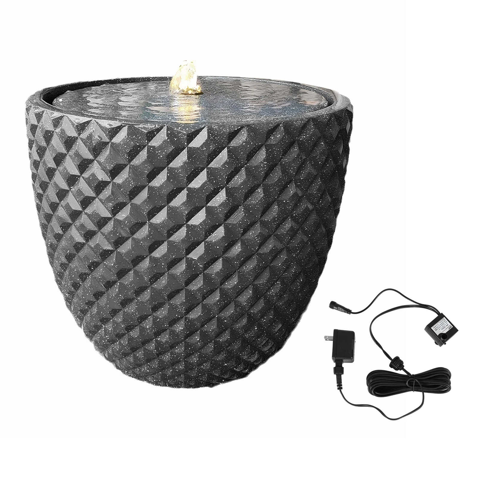 نافورة قائمة بذاتها مع ضوء LED نافورة خارجية نوافير شلال حجرية مستديرة لسطح ساحة فناء الحديقة