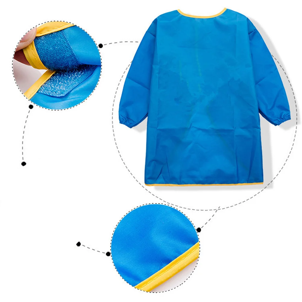 

1Pcs Kids Painting Apron Waterproof Fabric Long Sleeve Art Smock 105-130Cm Blue Child Craft Clothing Shield Painting Apron