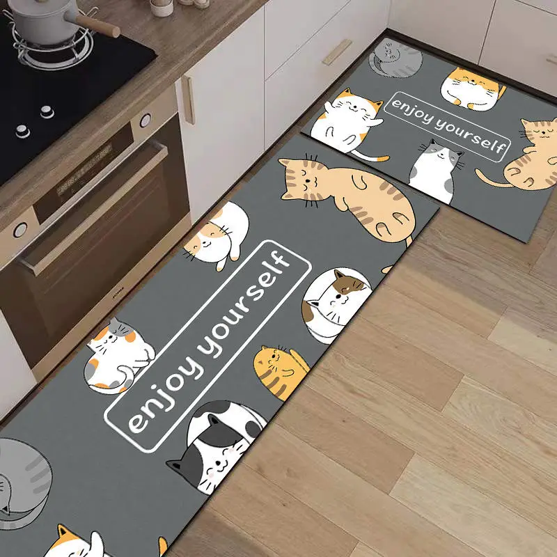 Kitchen Floor Mat Washable Non-Slip Absorbent Living Room Bedroom Long Area Rug Bathroom Entrance Doormat Carpet Prayer Pad