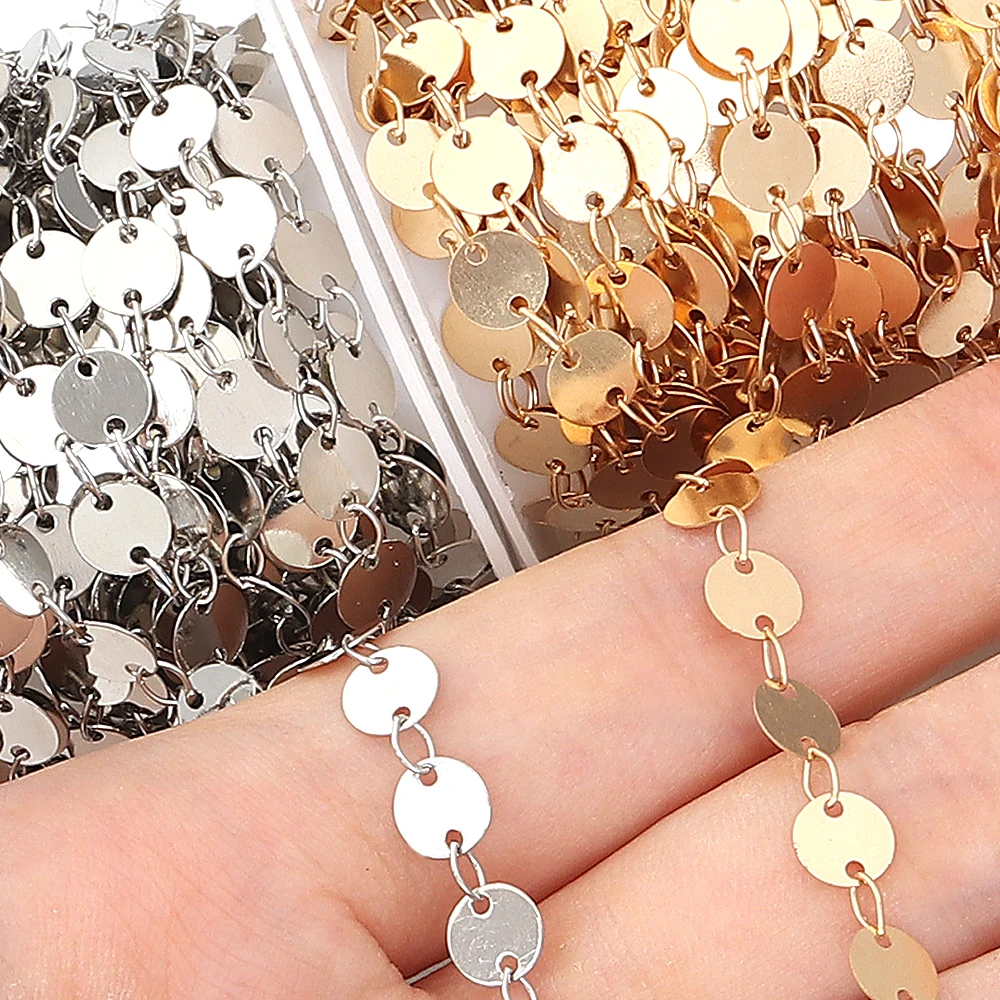 5yard/roll Copper Plating Crafts Chains Metal Sequin Chains For Jewelry Making DIY Fashion Necklace Bracelet Accessories ﻿