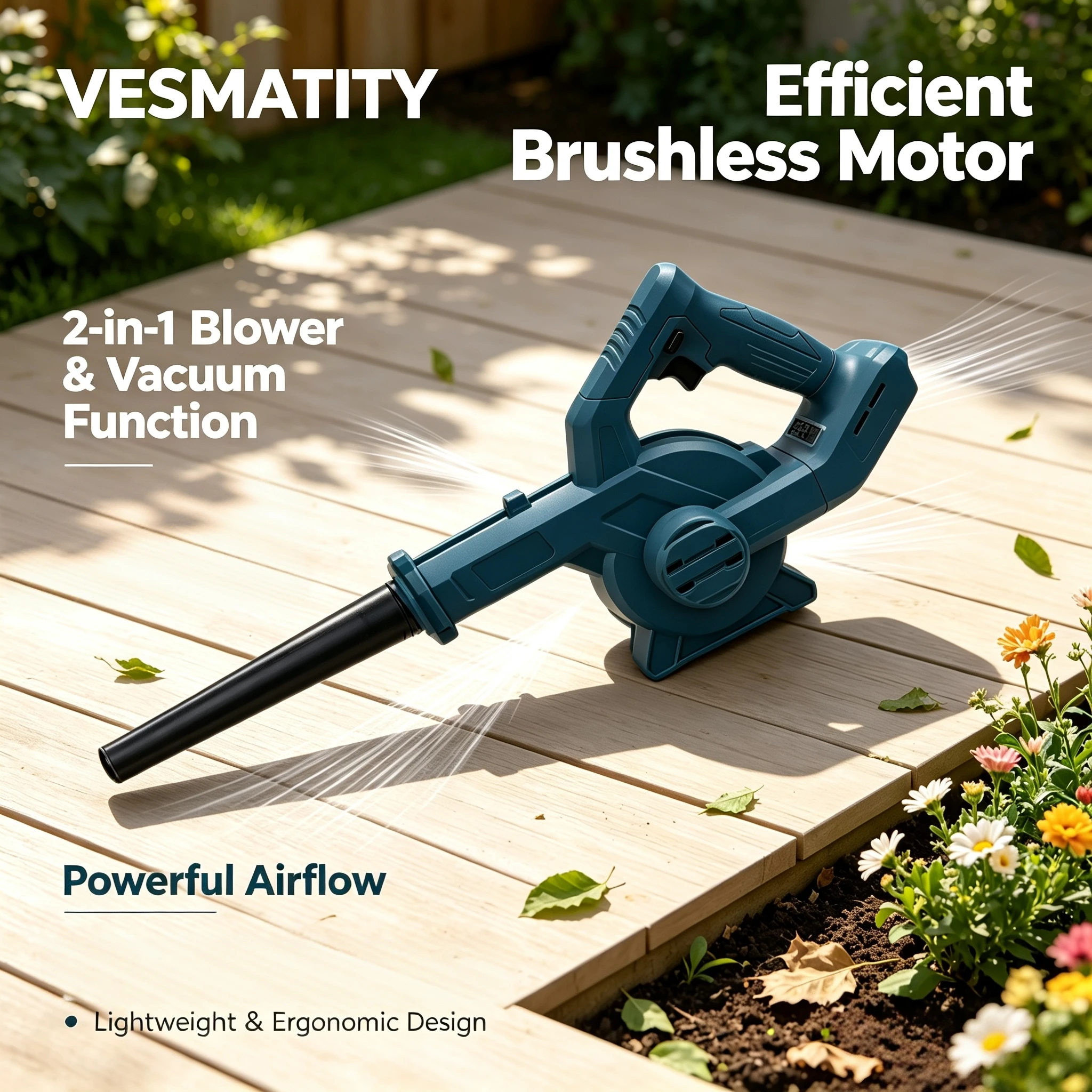 Vesmatity 2 in 1 Electric Blower Vacuum Handheld Dust Collector Leaf Computer Cleaner for Makita 18V Battery Use Unit